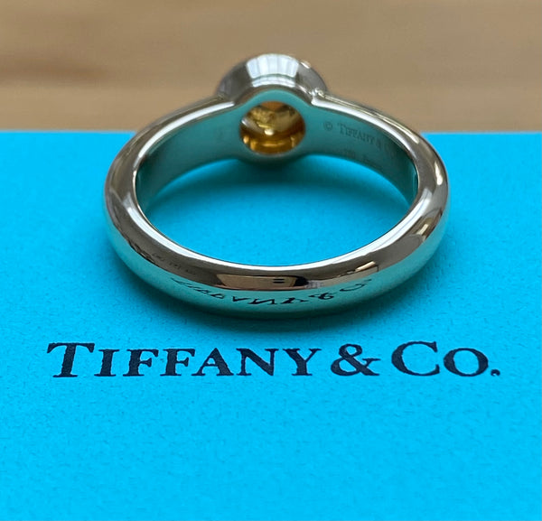 Tiffany & Co. Vintage Citrine Rose Cut Stone Bezel Ring in 18ct Yellow Gold