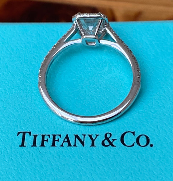 Tiffany & Co. 1.27tcw Diamond Emerald Soleste Engagement Ring Papers/Cert/Boxes