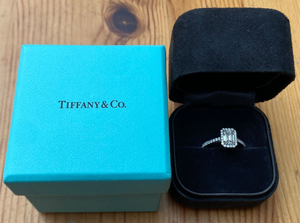 Tiffany & Co. 1.27tcw Diamond Emerald Soleste Engagement Ring Papers/Cert/Boxes