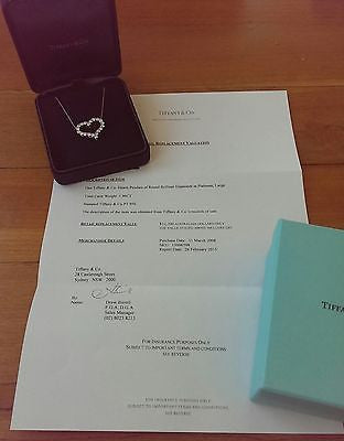 Tiffany & Co 2.22tcw Tiffany Hearts Large Diamond Pendant Paperwork RRP $13500