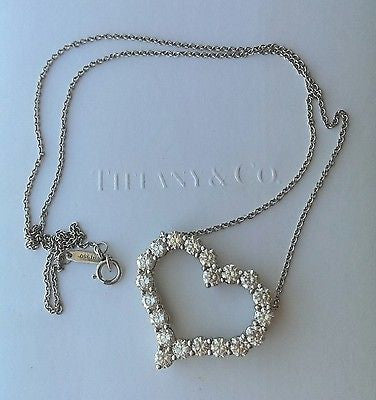 Tiffany & Co 2.22tcw Tiffany Hearts Large Diamond Pendant Paperwork RRP $13500