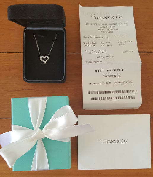 Pre Loved Tiffany & Co. Diamond Heart Pendant. Save money at Catherine Trenton Jewellery with Pre Loved Luxury.