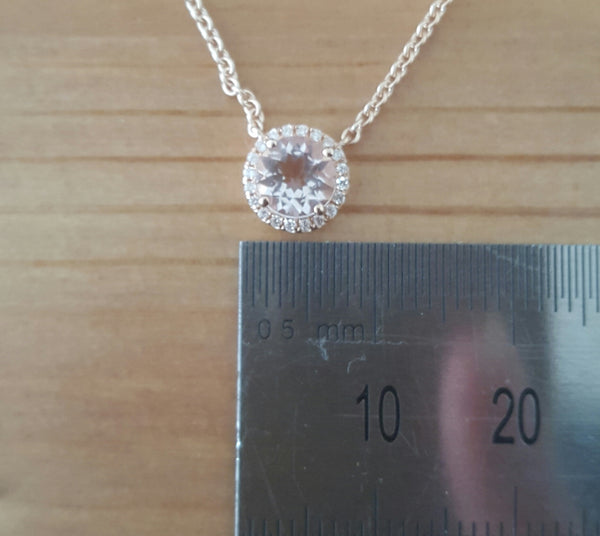 0.90ct Morganite and 0.06tcw Diamond Pendant Necklace 18ct 18k Rose Gold by CTJ