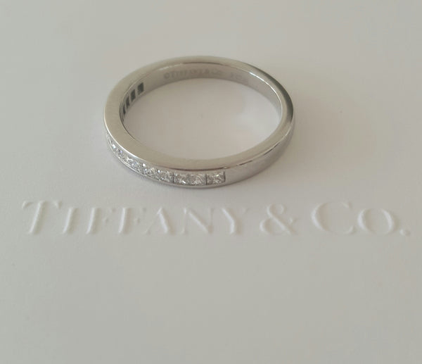 Tiffany & Co. 0.39tcw Princess Cut Diamond Half Eternity Band PT950 Paperwork