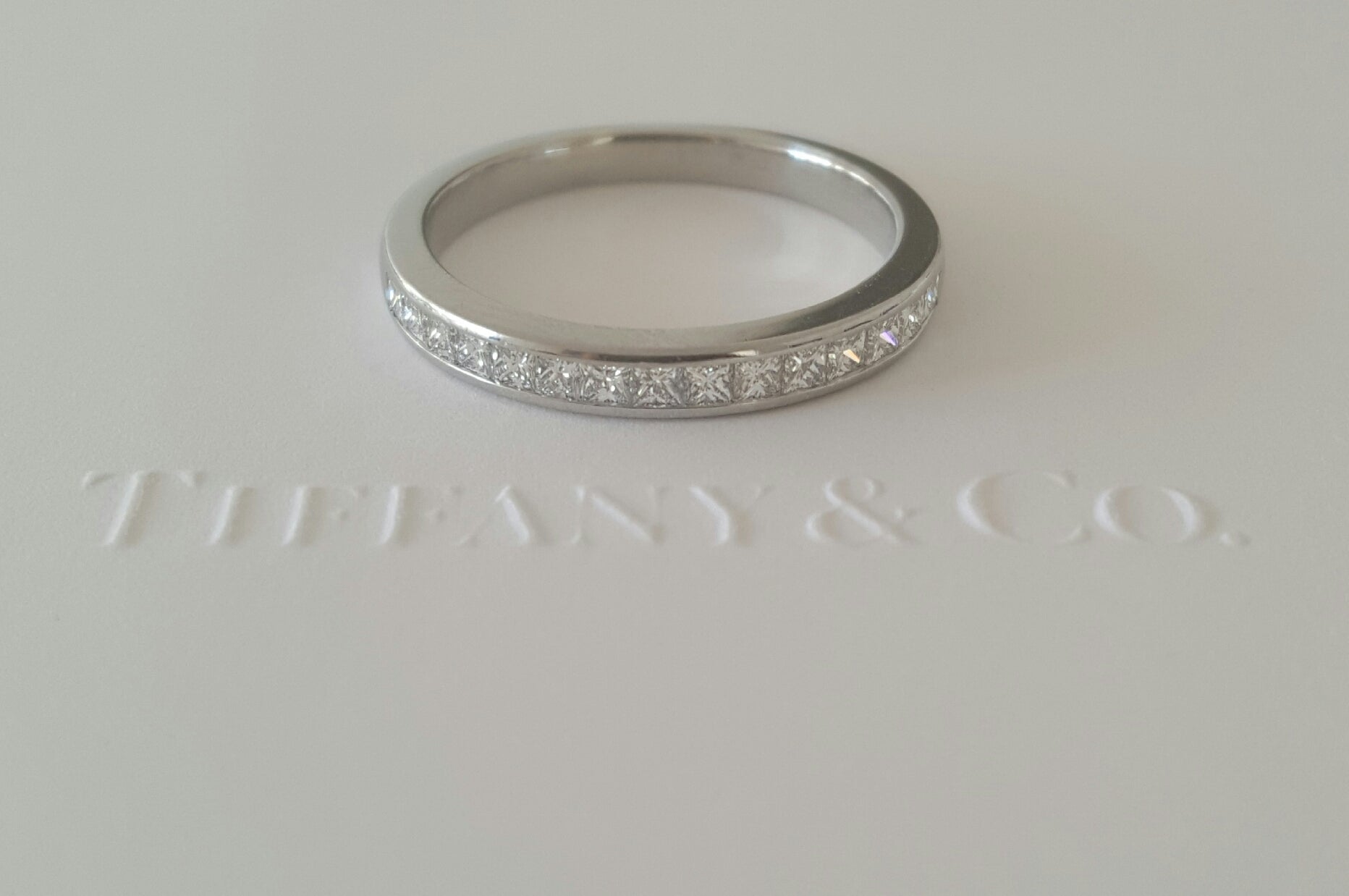 Tiffany & Co. 0.39tcw Princess Cut Diamond Half Eternity Band PT950 Paperwork