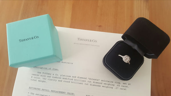 Tiffany & Co. 0.92tcw E/VS2 Soleste Diamond Double Halo Engagement Ring Platinum