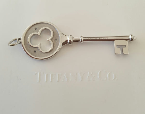 Tiffany & Co. 18ct White Gold and Diamond Large 2 inch Clover Key Pendant