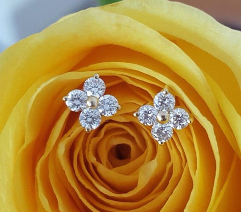 0.24tcw G/SI1 Diamond Stud 'Florette' Earrings in 18k 18ct Yellow Gold by CTJ