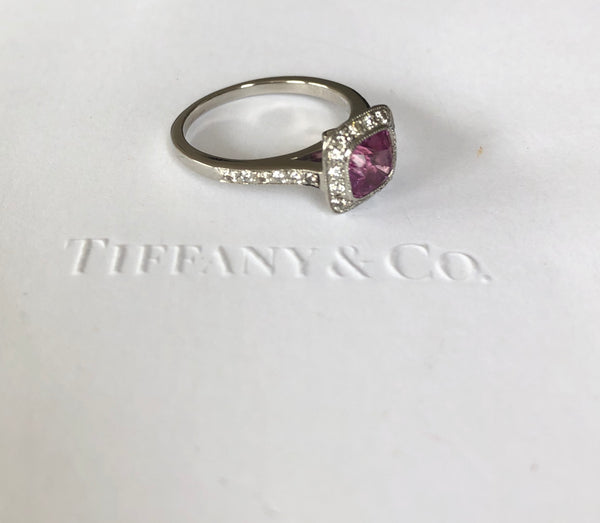 Tiffany & Co. 1.38ct Pink Sapphire & 0.31tcw Diamond Legacy Engagement Anniversary Ring