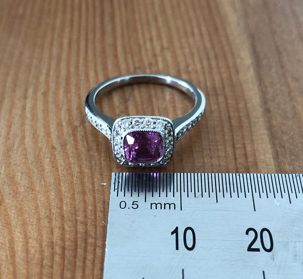 Tiffany & Co. 1.38ct Pink Sapphire & 0.31tcw Diamond Legacy Engagement Anniversary Ring