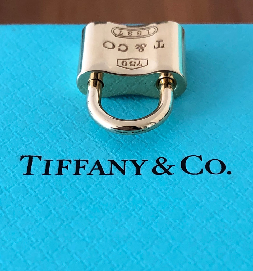 Tiffany & Co. 1837 Lock Padlock Pendant Necklace 16" 18k