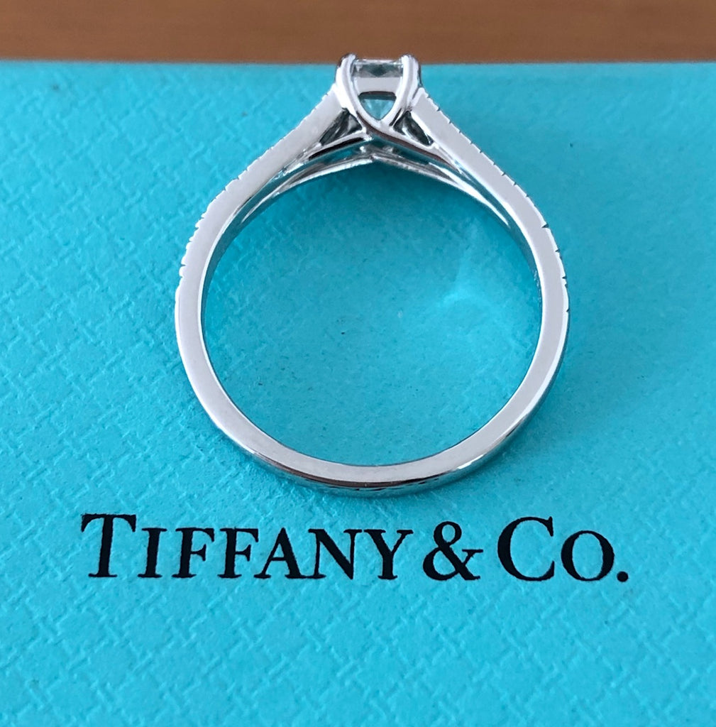 Tiffany & Co. Lucida .79 F VVS2 Diamond Engagement Ring Split Shank Sz 6.5, TIFFANY & CO.