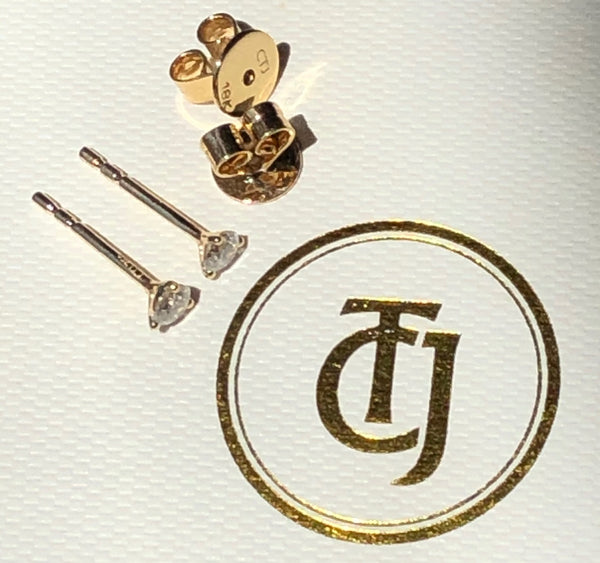 0.20tcw G/SI1 Genuine Diamond Martini Set Mini Earrings 18ct 18k Solid Yellow Gold
